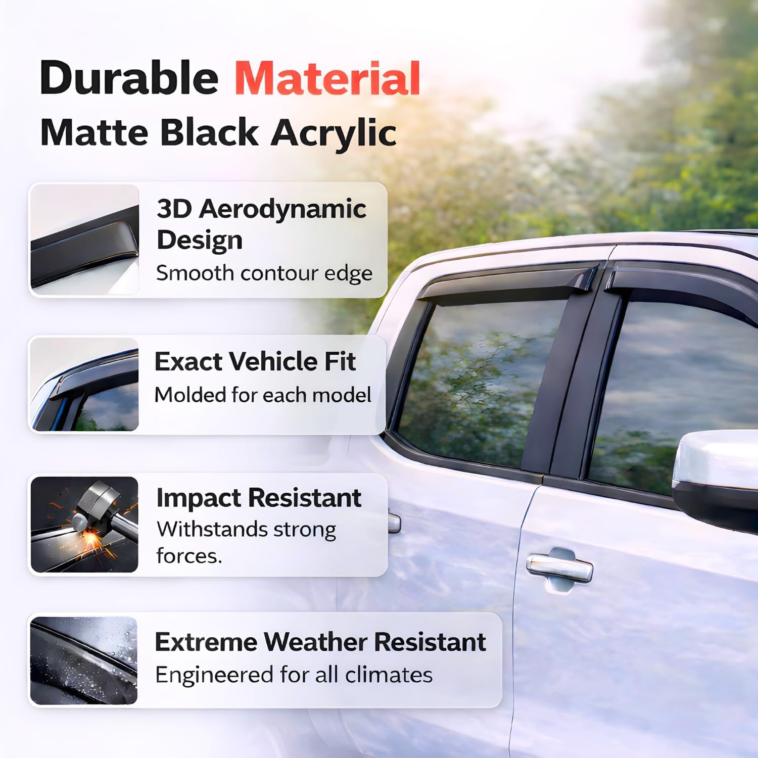Rain Guards Fit for 2017-2024 Mitsubishi Mirage G4 Sedan, Out-Channel Window Vis