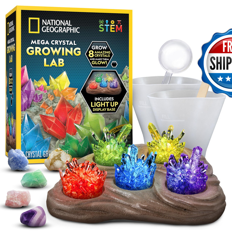 Blue Marble National Geographic Mega Crystal Growing Kit For Kids- Grow 8