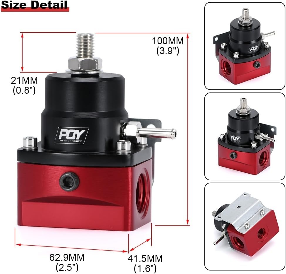 Adjustable Fuel Pressure Regulator Kit 3-70PSI with AN8 Feed Port and AN6 Ret…