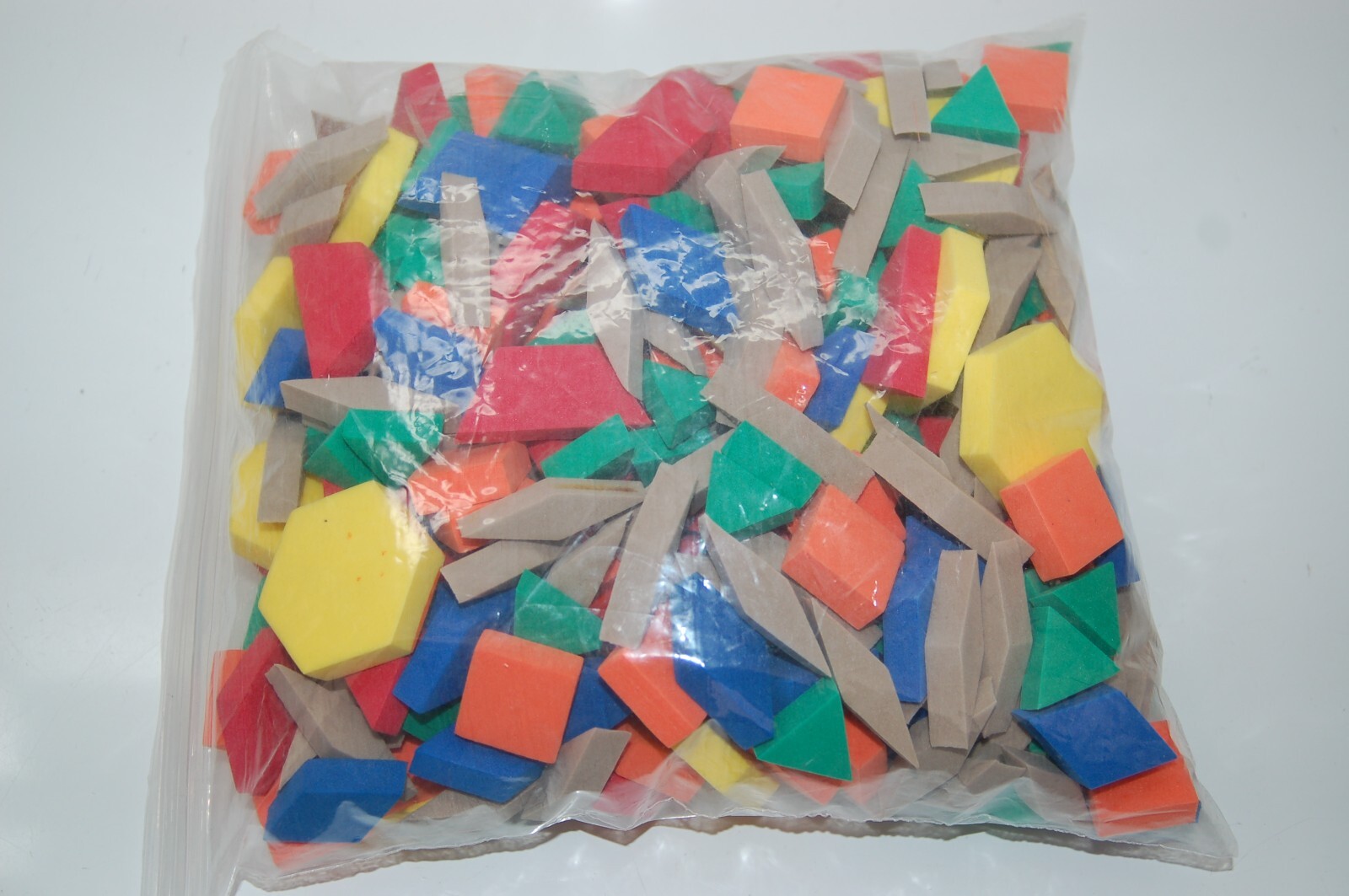 Large Bag of ETA Cuisenaire Pattern Blocks, Foam 6 Colors Teaching Manipulative.