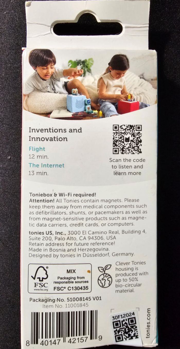 Tonies Inventions Flight & Internet Clever 2 Pack Audio Learning Kids