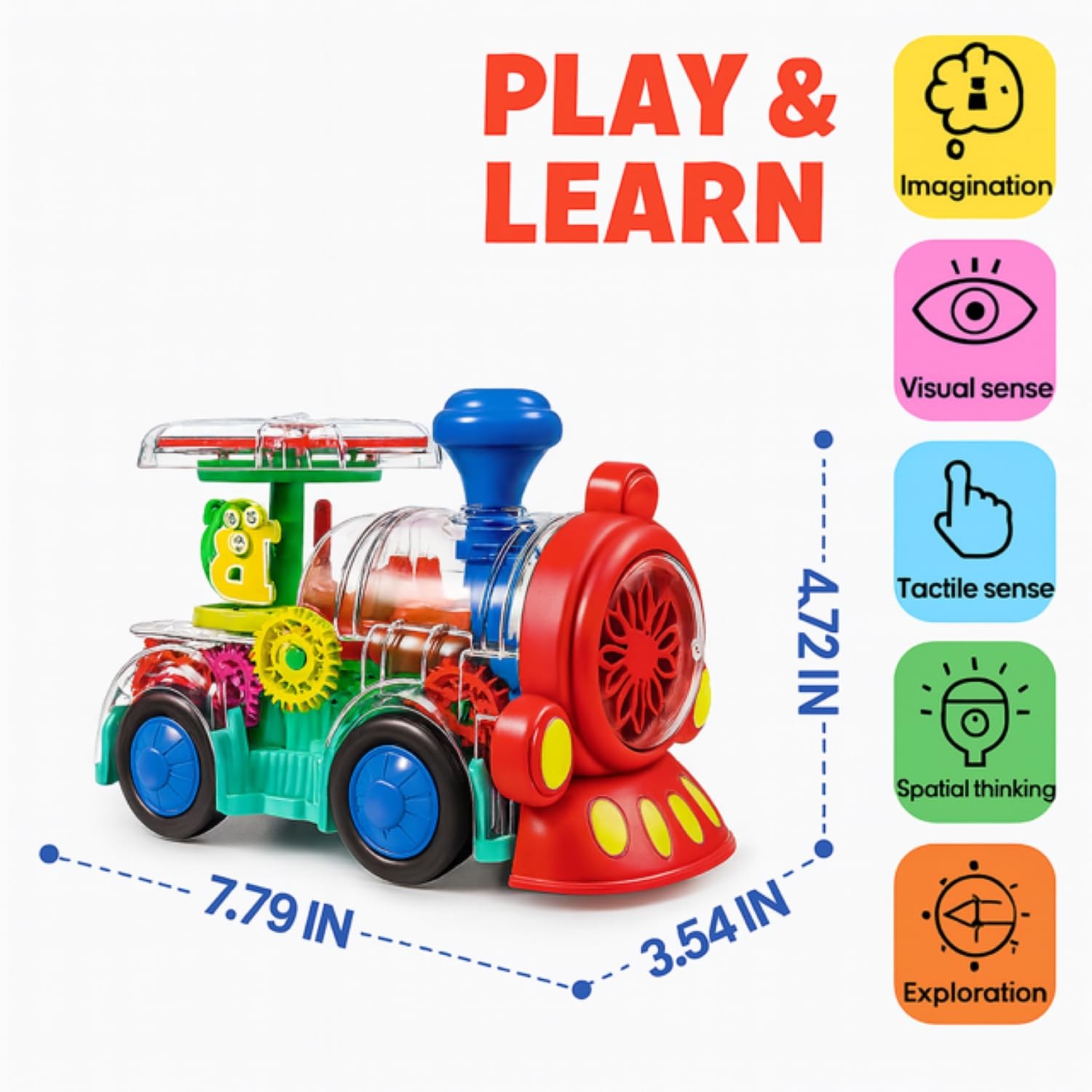 Tooty Toy Transparent 7.8 x 3.9 x 5.1 inches, Red, Green, Yellow, Blue