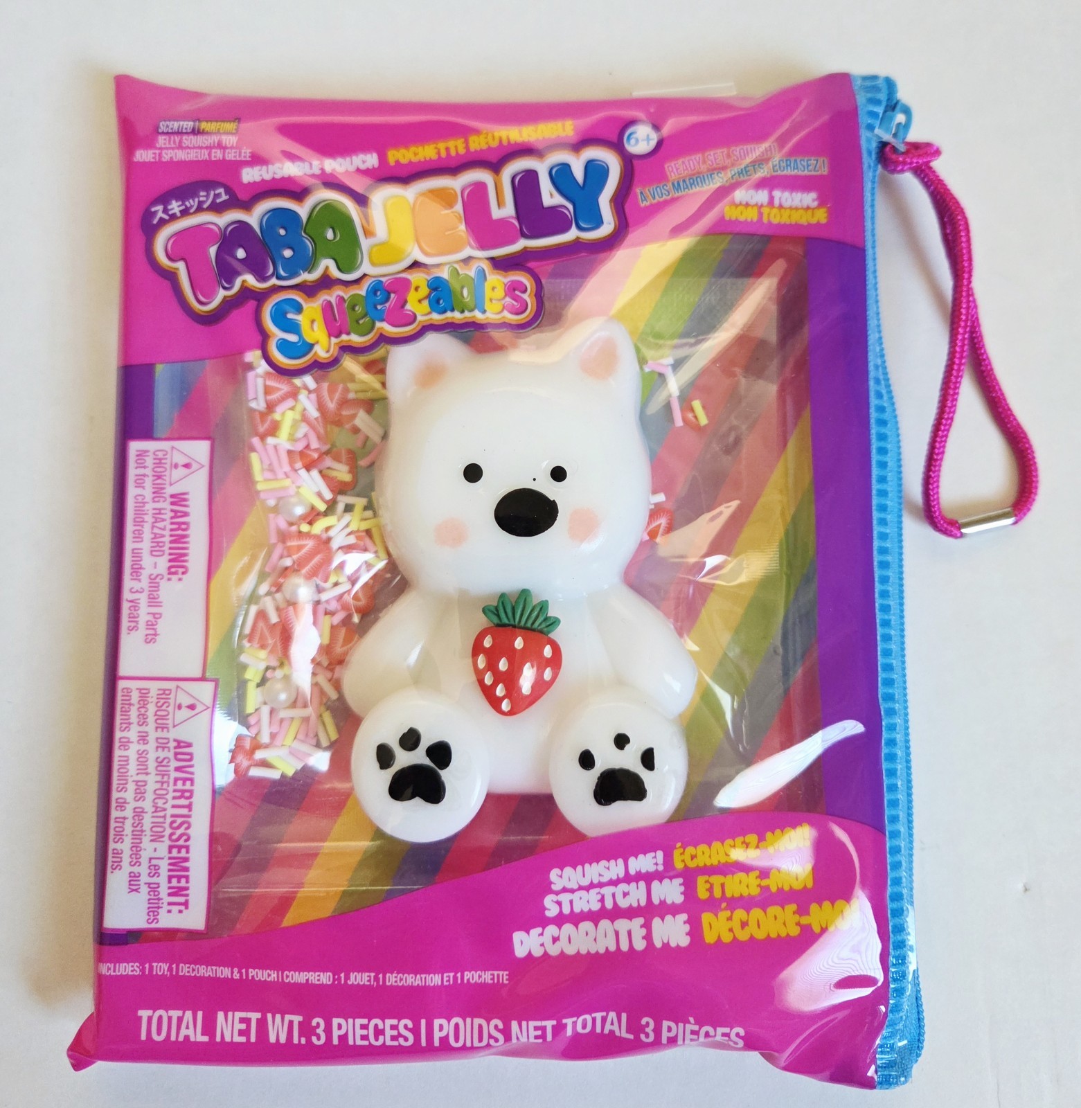 Taba Jelly Squeezeables White Dog Squishy, Penny Puppy Squishi Squeeze Toy USA