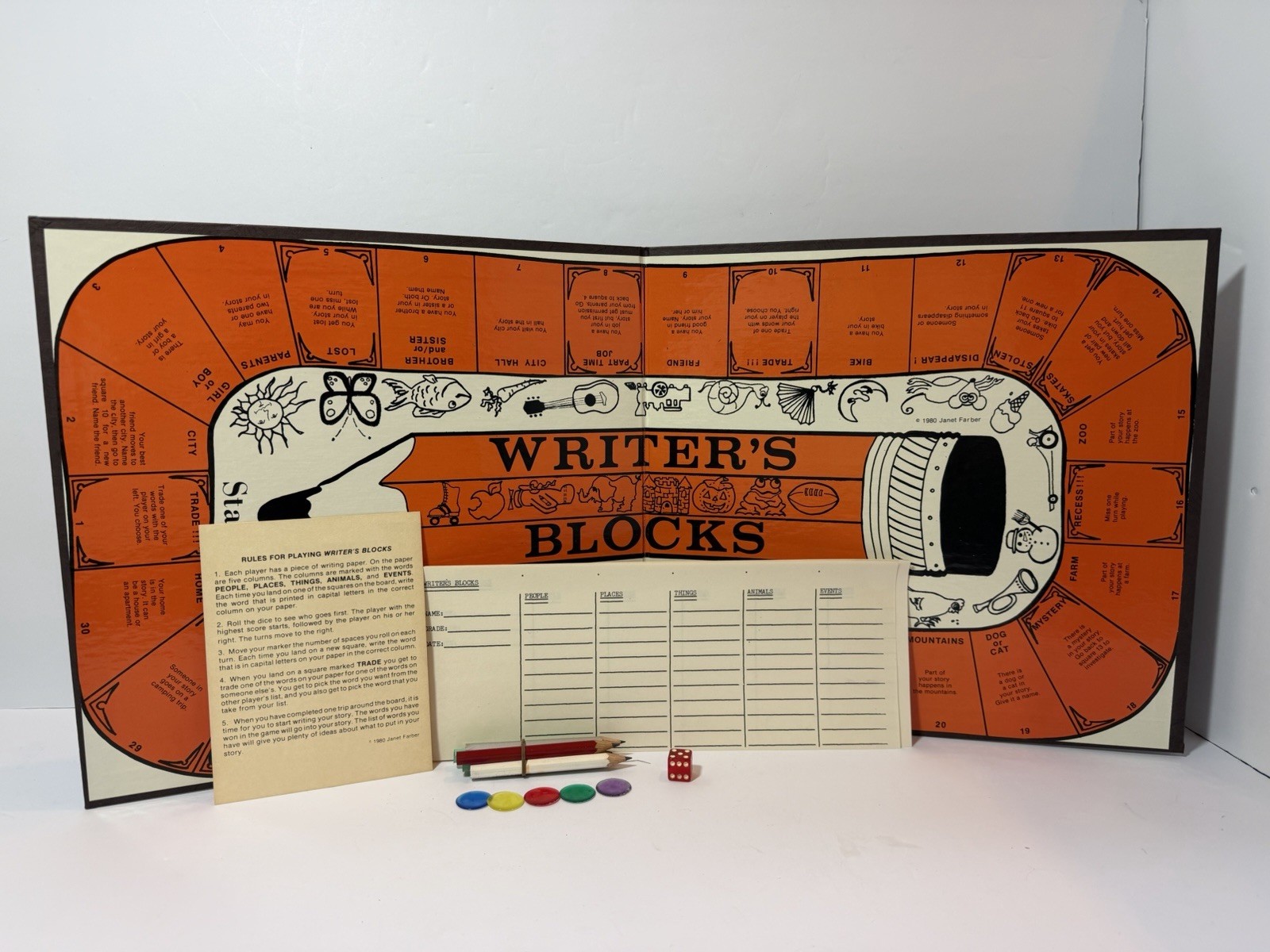 Writer’s Blocks Vintage Creative Writing Board Game 1980