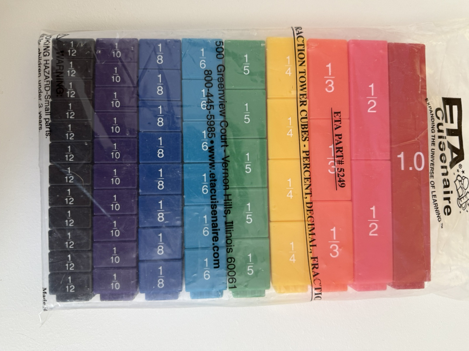 ETA CUISENAIRE FRACTION TILE SET-51 PIECES-MANIPULATIVE