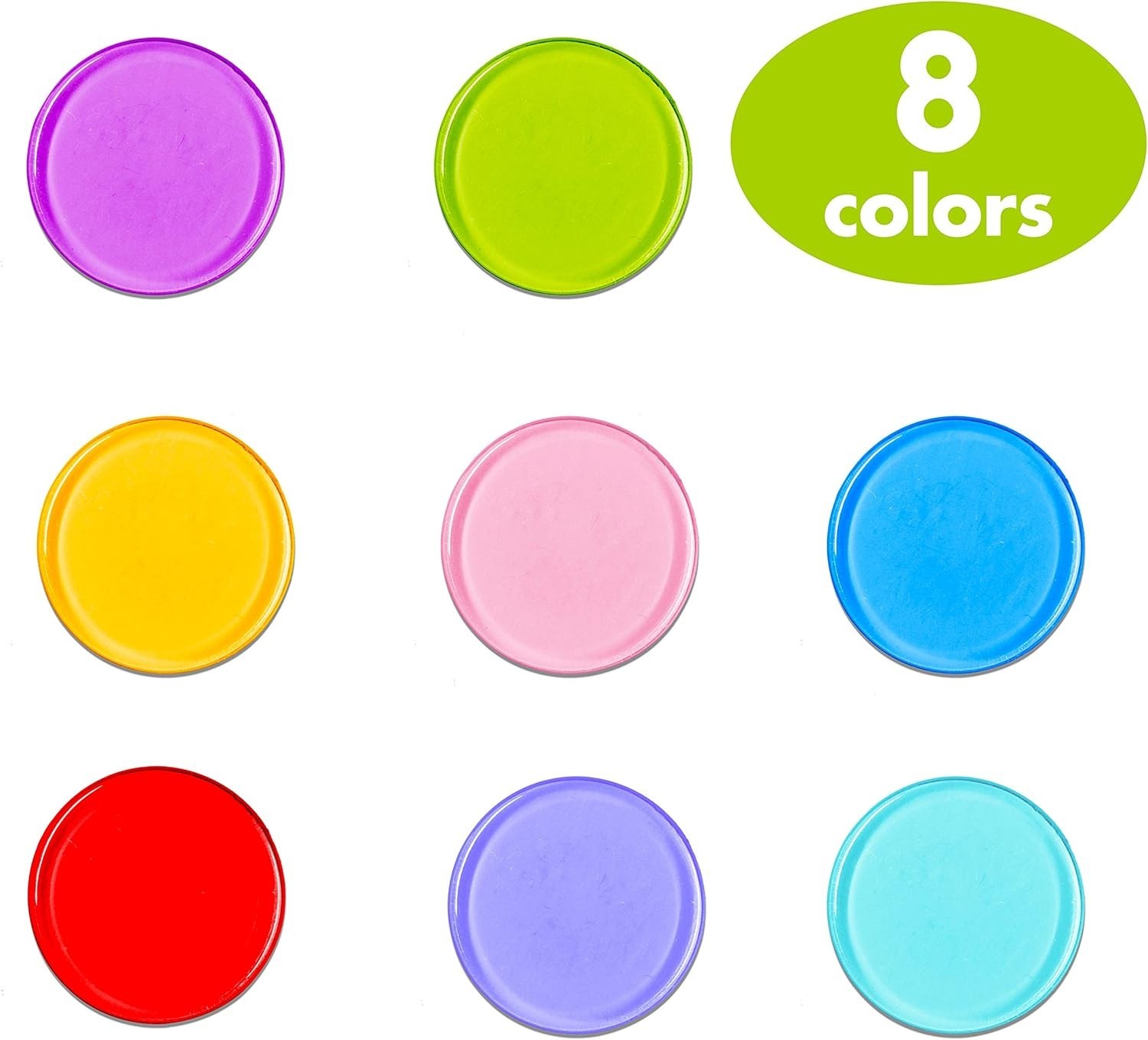 8 Color Bingo Chips Set of 250 Transparent Markers for Early Math Learning