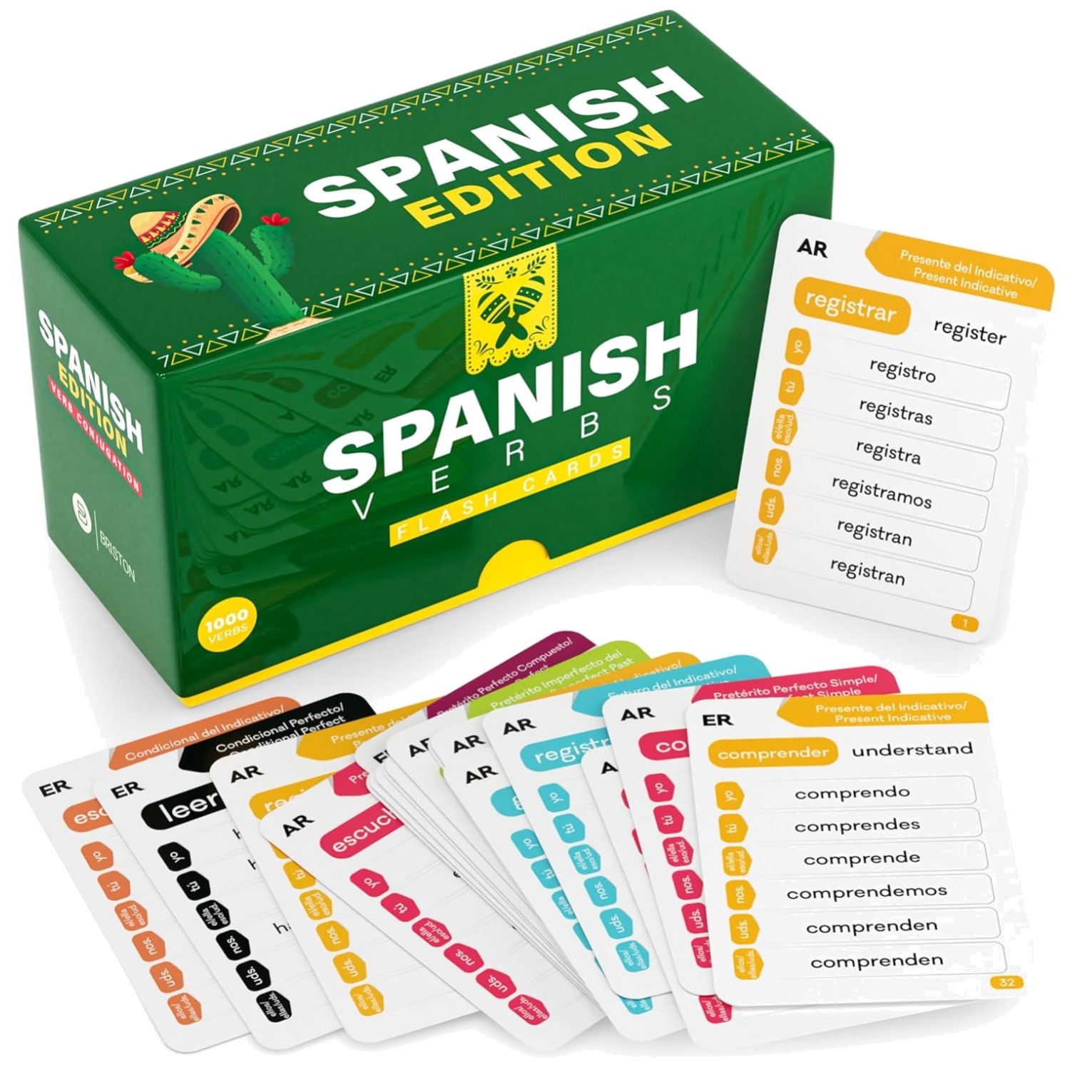 Spanish Verb Conjugation Flash Cards – 1,000 Verbs, 9 Tenses