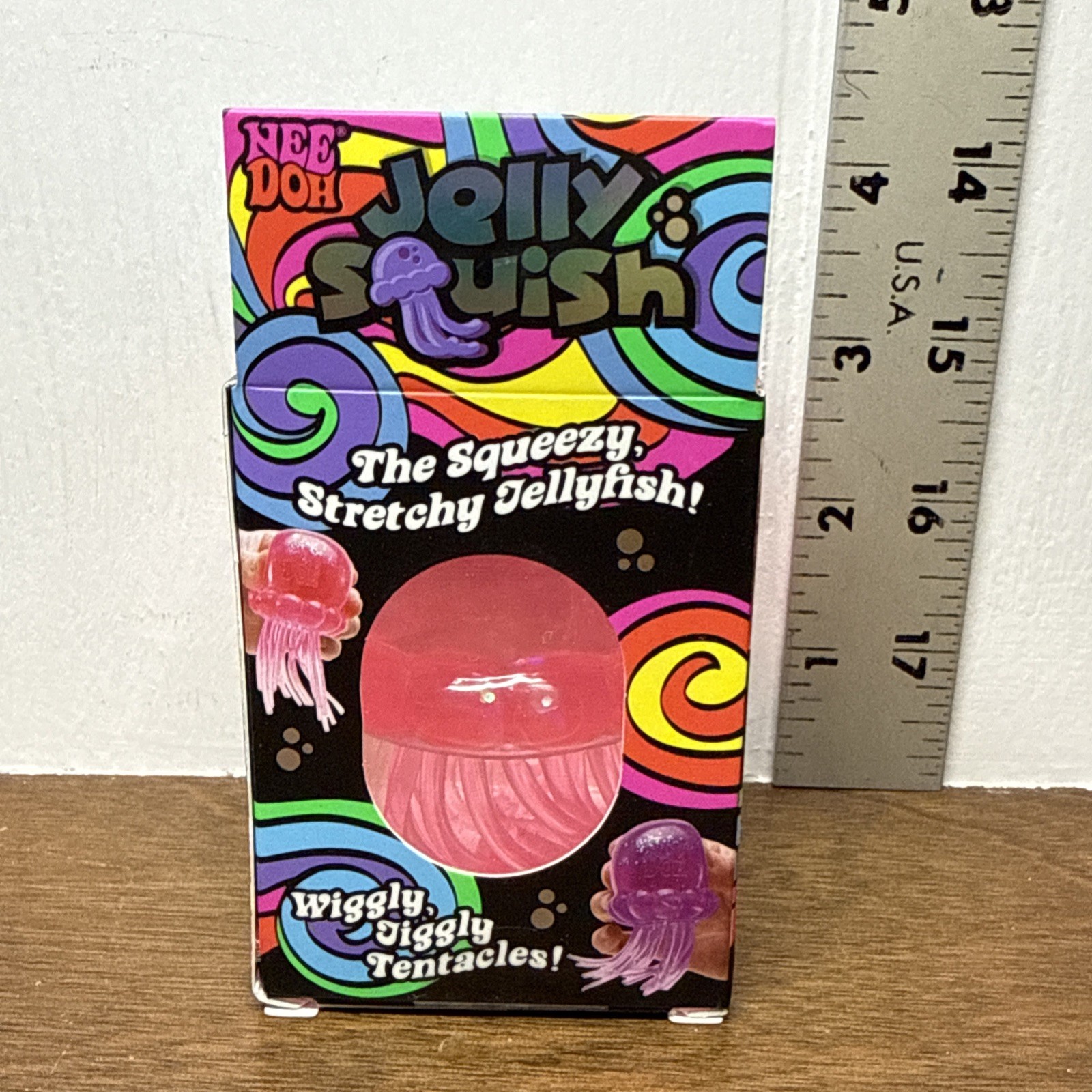 Schylling NeeDoh PINK JELLY SQUISH Sparkle Jellyfish Squishy Nee Doh AUTHENTIC