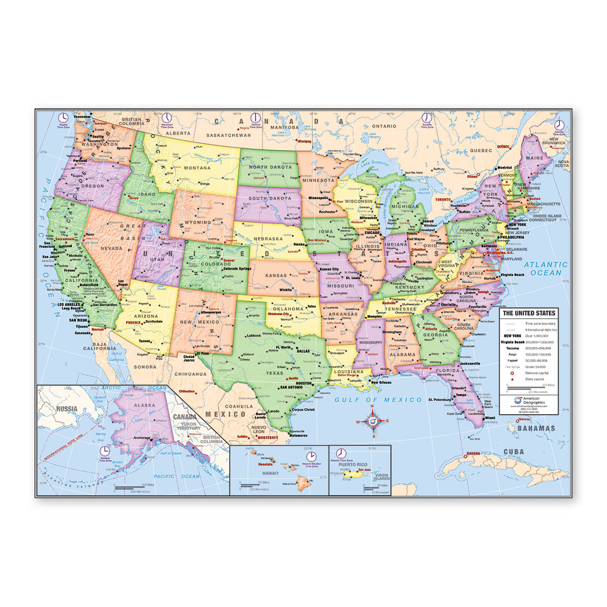 US and World Desk Map, 30-Map Pack (13″ x 18″ Laminated) Lighthouse Geographics