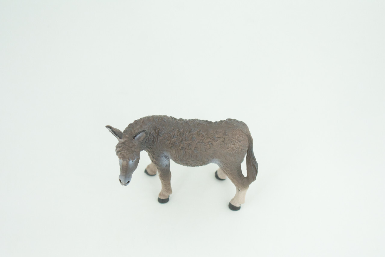 Donkey Toy Realistic Hand Painted Rubber Farm Model 4 Inches CH846 BB197