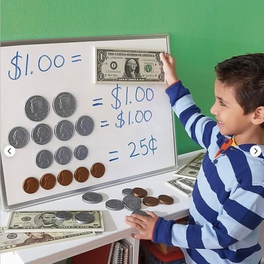 Jumbo Double Sided Magnetic Money Set 48 Pieces Classroom Math Teaching Coins