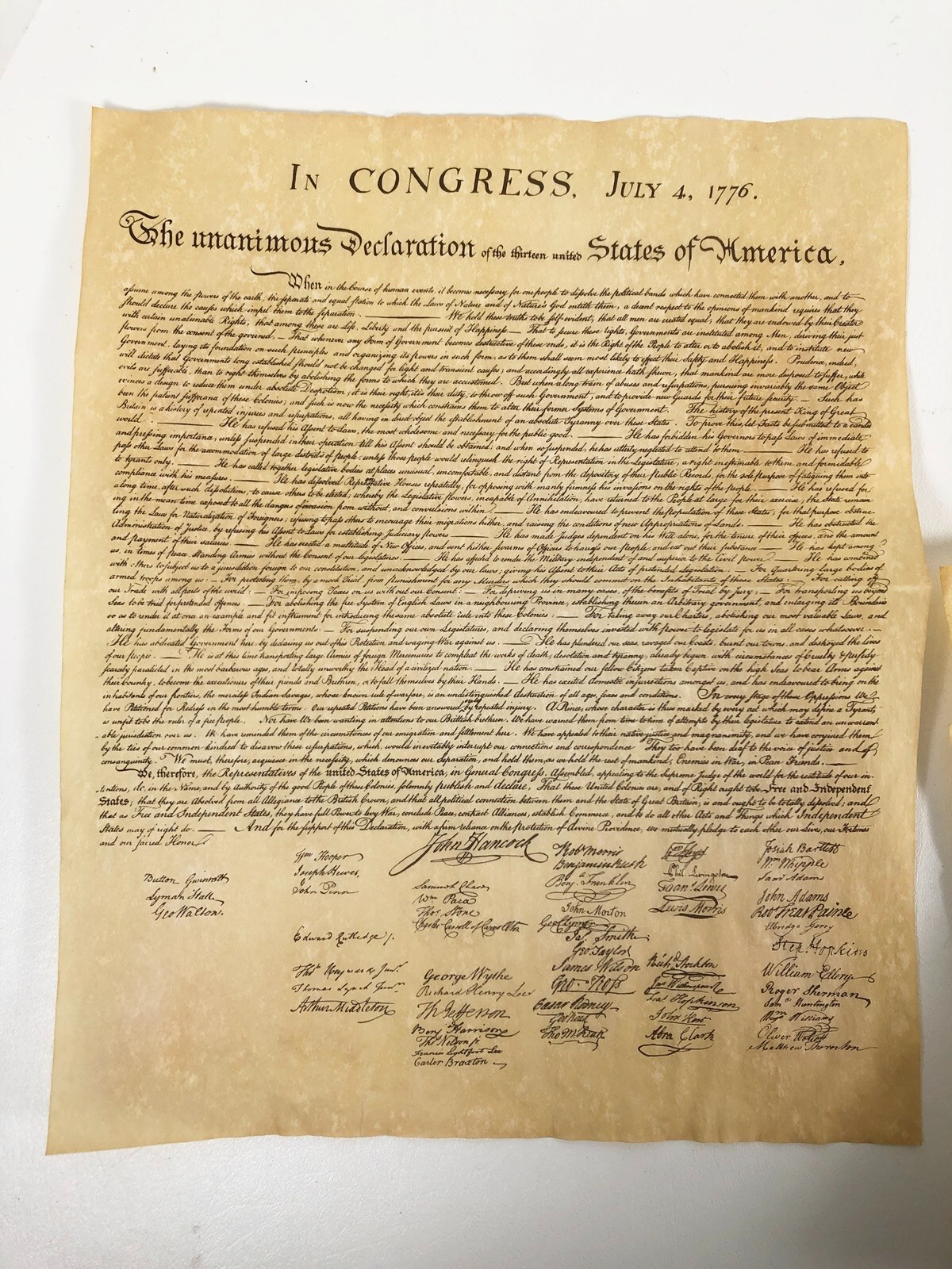 US Founding Document Constitution Dec Indepence Bill Rights Gettysburg Parchment