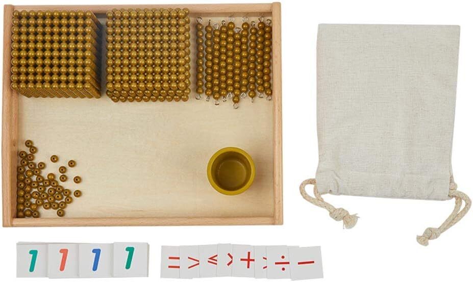 Montessori Math Beads Toys Materials For Toddlers Golden Beads And Cards