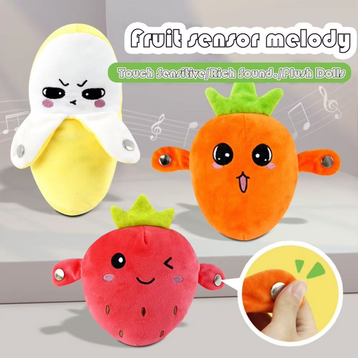 Interactive Musical Toy Fruit Sensing Beat Piano Plush Toy Electric Plush Toy