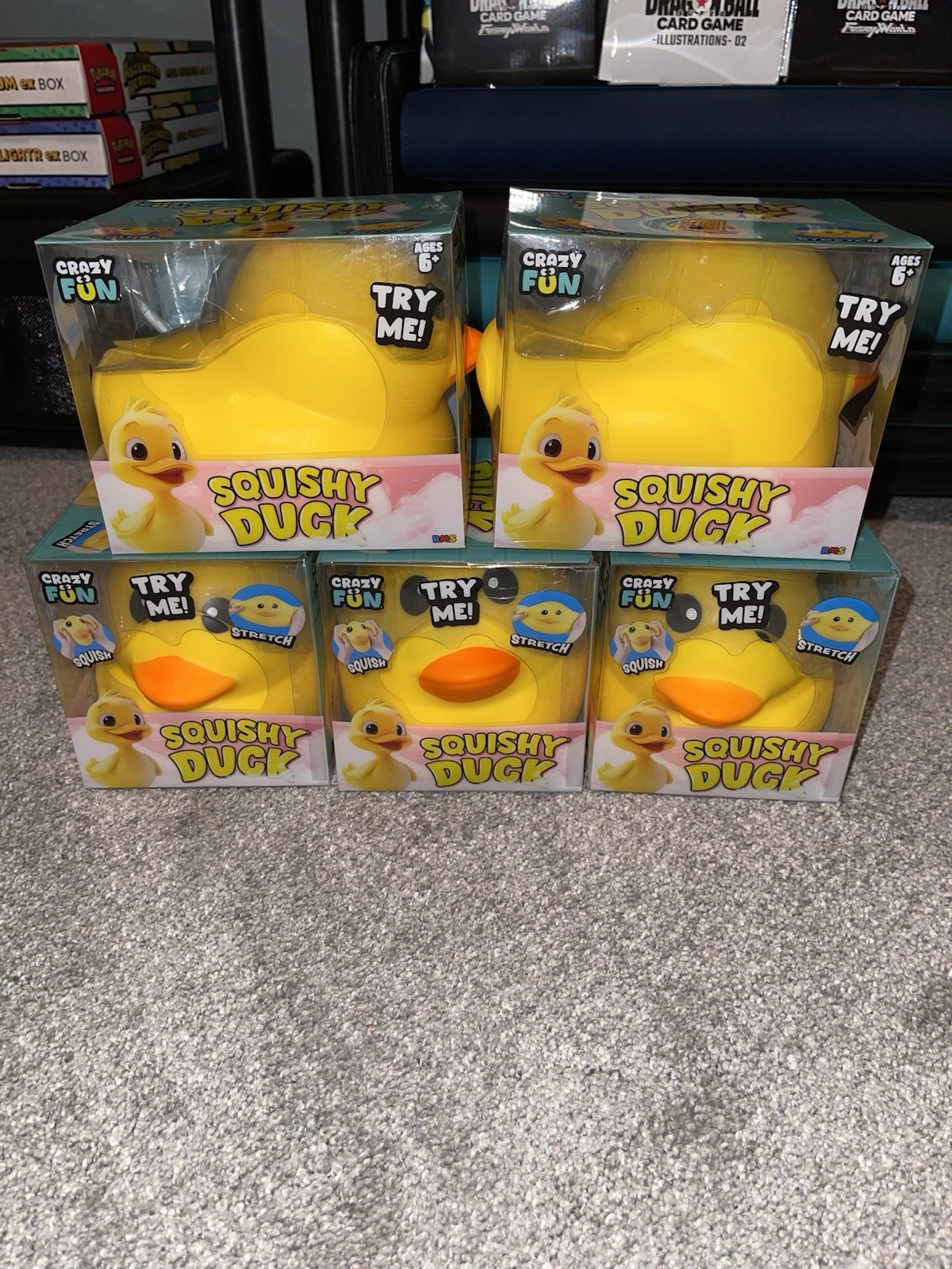 Lot 5x- Fun Squishy Duck Tactile Squeeze Toy Yellow Orange Black RMS