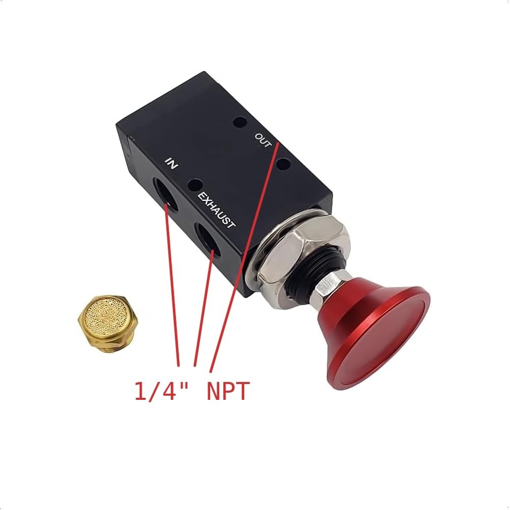 3Way Push/Pull Manual Tailgate Air Valve Knob 2 Position Pneumatic Control