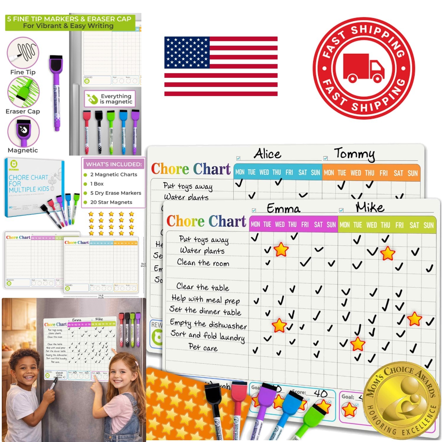Responsibly Sourced Cardstock Chore Chart for Kids Encouraging Positive Behavior
