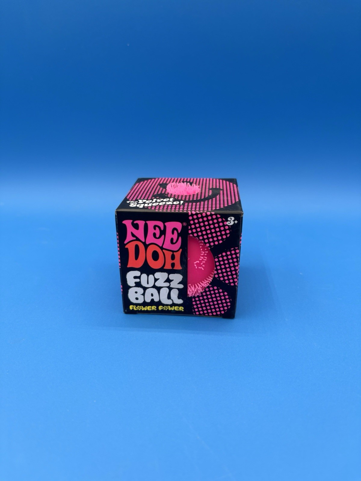 Needoh FUZZ BALL Flower Power Nee Doh Squish Stress Ball NEE-DOH Fuzzball Pink