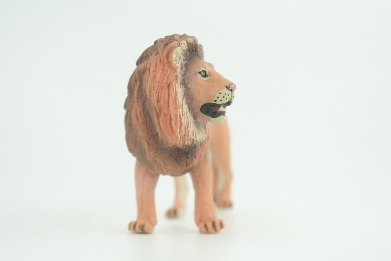 African Male Lion Toy, Realistic Hand Painted Rubber Model 4 Inches CH782 BB182