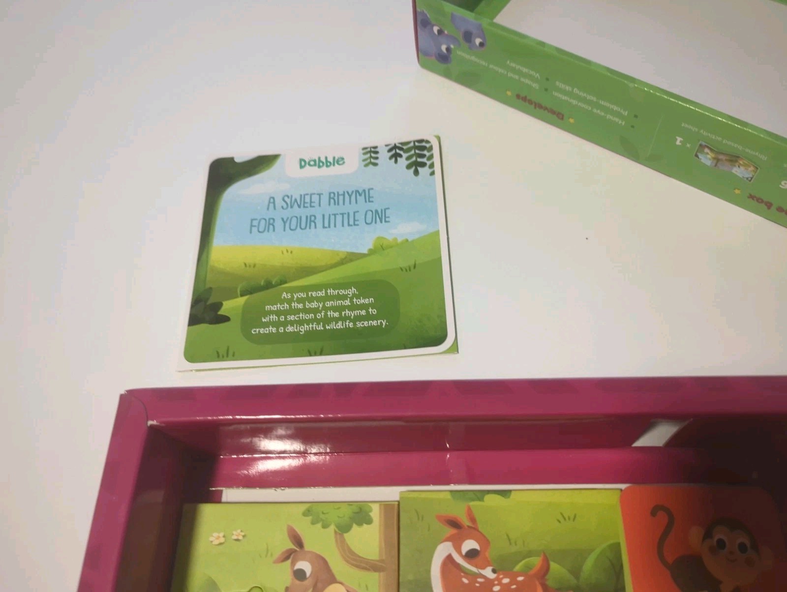 Dabble Mommy and Me Animal Match Up Puzzle Ages 2-4 12 Pieces Bonus Cards