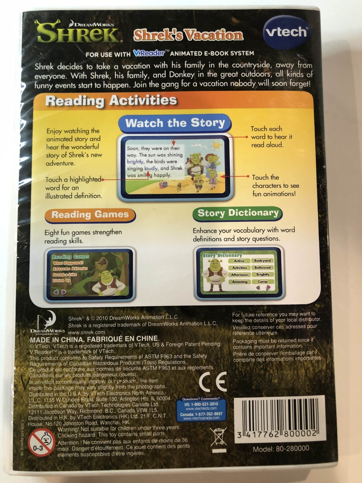Vtech V.Reader Shrek’s Vacation Game Very Good BOX 15
