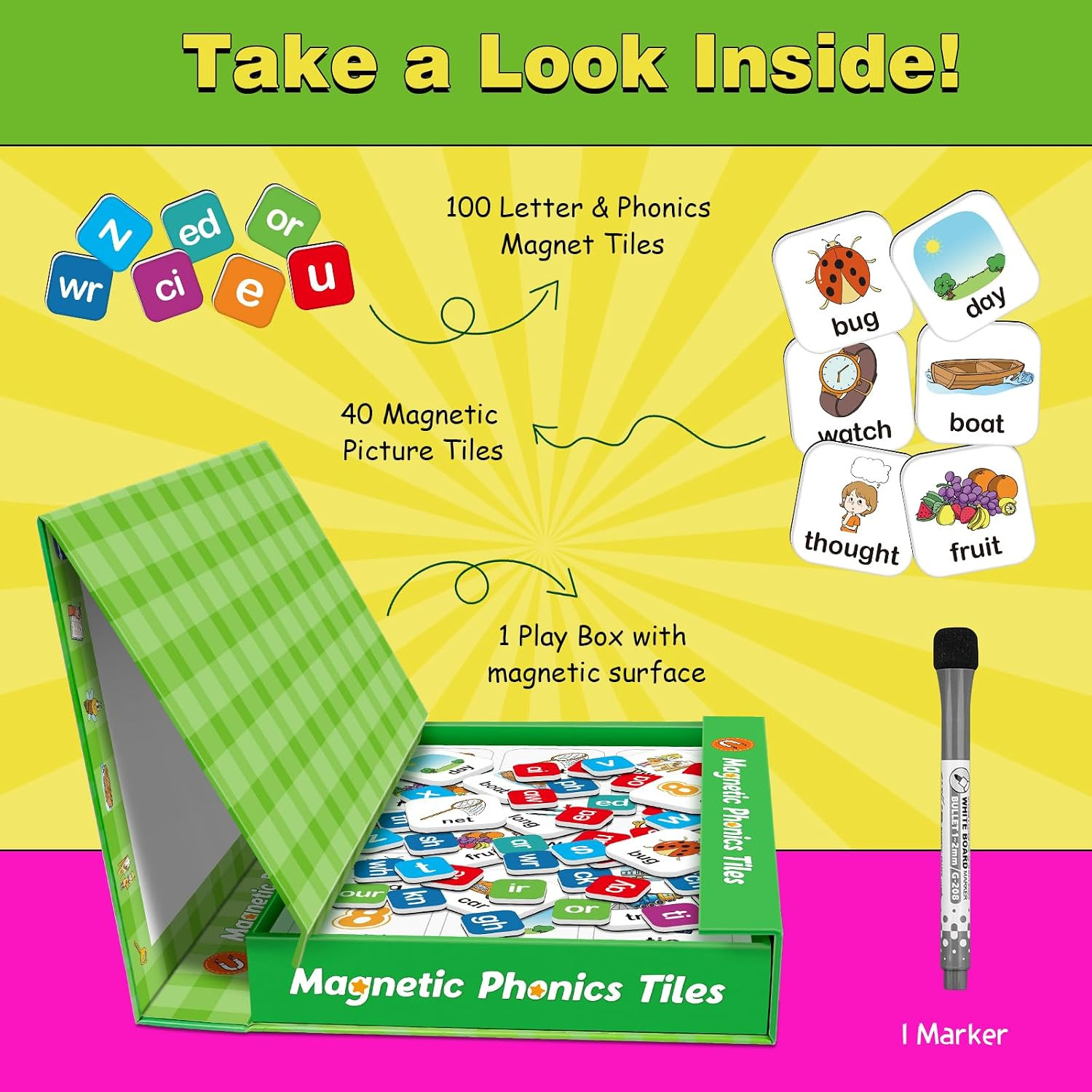 Phonics Magnetic Letter Tiles for Preschool Reading and Speech Therapy