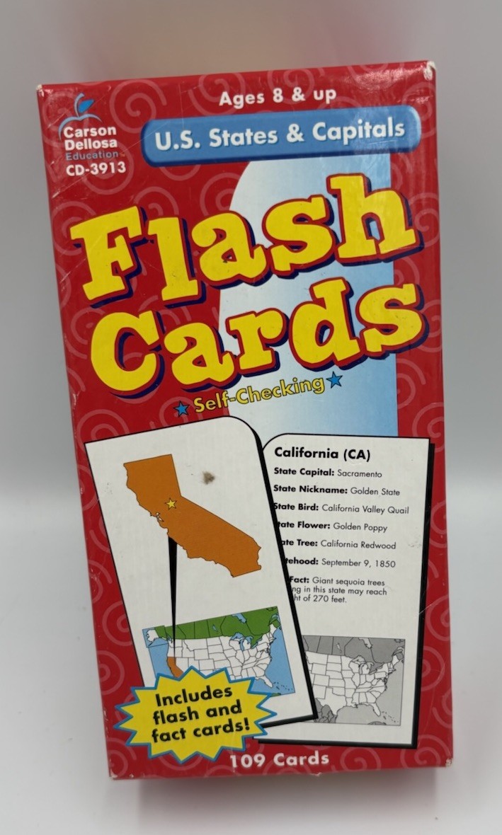 US States & Capitals Flash Cards Carson Dellosa 109 Cards New