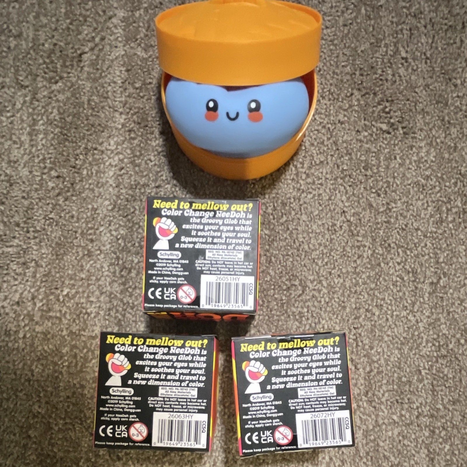Needoh Color Change lot, blue, pink and yellow with Open RMS Sherbet Dumpling