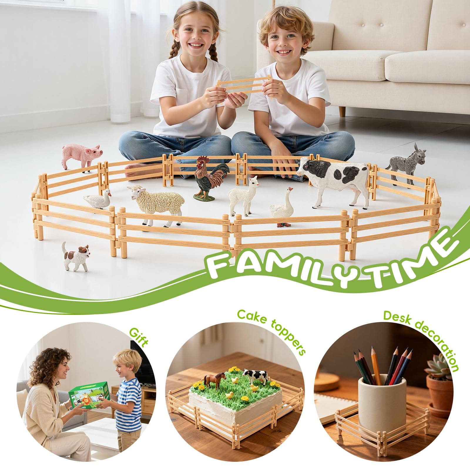 24PCS Farm Animal Toys Corral Fence for Kids Age 3-5 5-7 4-8 Years Olds Boys …