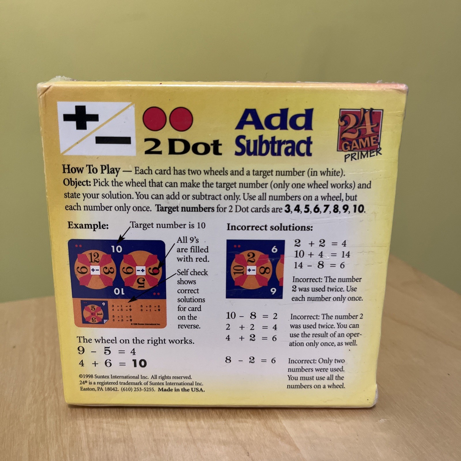 SUNTEX 24 Game Primer :2 Dot Add Subtract Grade 2-3 Educational Math BRAND NEW