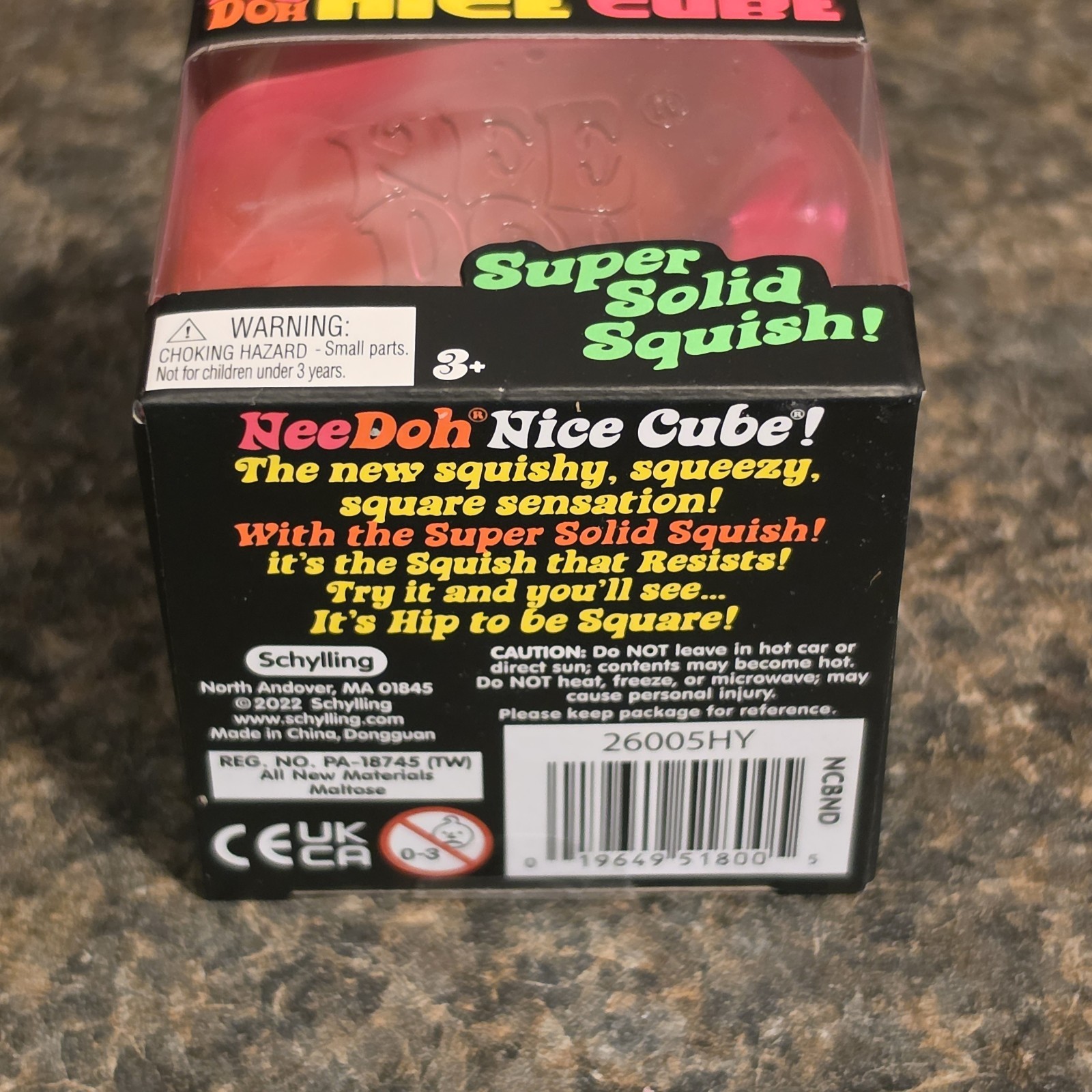 Schylling NeeDoh Nice Cube Pink Stress Ball Sensory Toy Square Shape Brand New