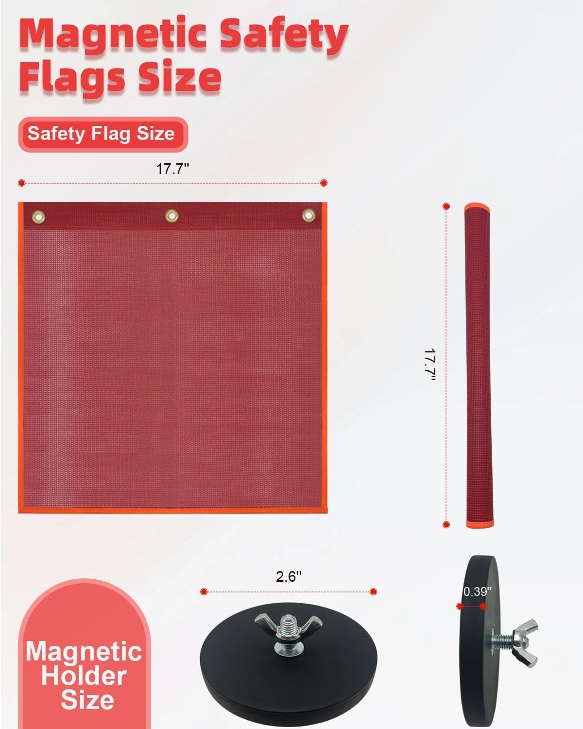 Heavy Duty Magnetic Safety Load Flags 8 Pack 45 cm PVC Warning Flags Outdoor Use