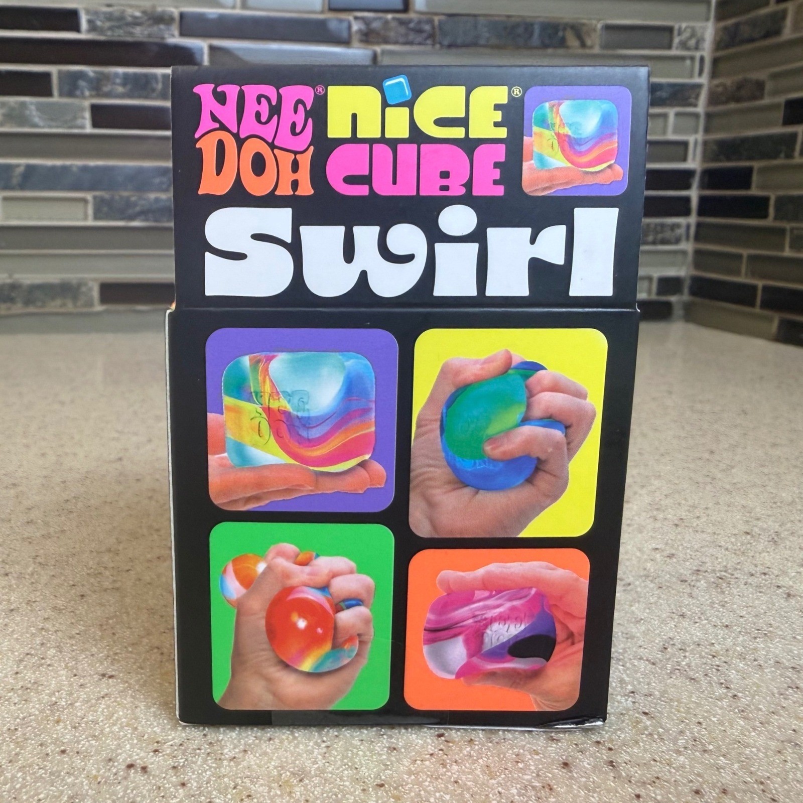 NEW NeeDoh Nice Cube Swirl Purple Pink Black Squishy Fidget Schylling Sealed