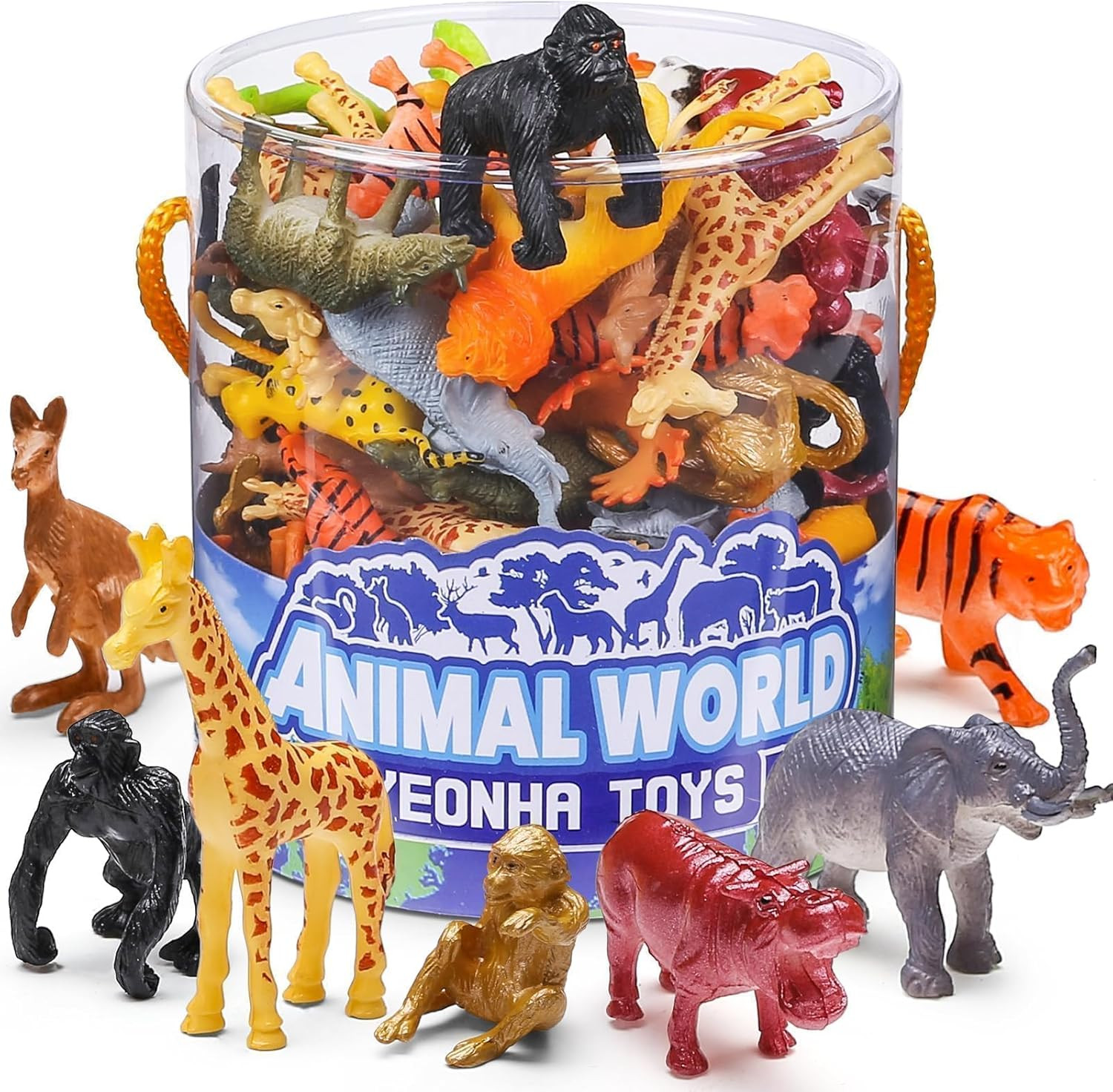 60 Piece Mini Zoo Animal Toy with Gift Box Realistic Small Plastic Animal Figur