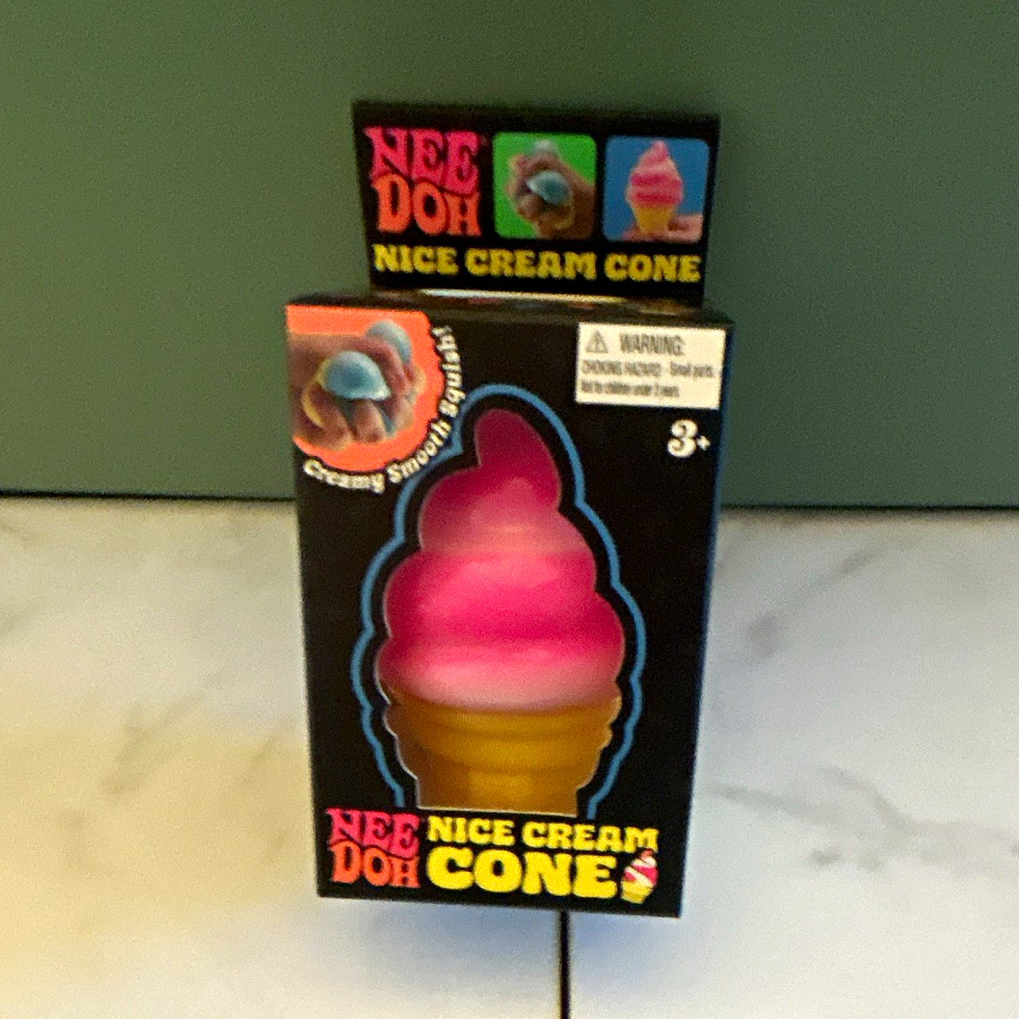 Nee Doh Nice Cream Cone Tactile Squishy Squeeze Toy Pink/Yellow 4-7 MPN 26046NAB