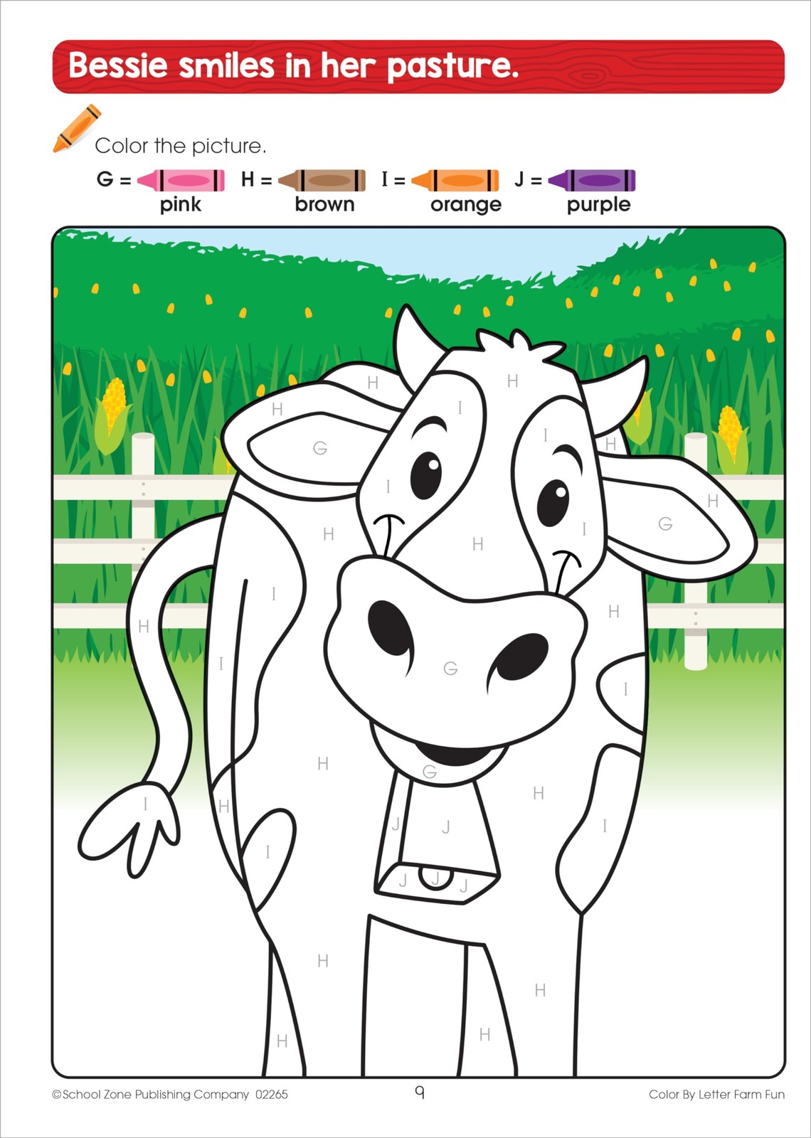 School Zone Color by Letter Farm Fun Workbook: 64 Pages, Preschool,…