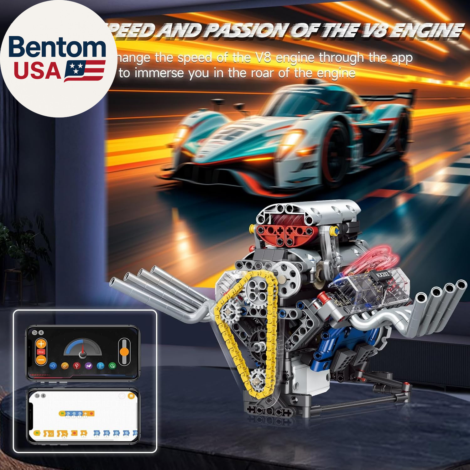 V8 Engine Building Set,Build Your Own Mini Engine That Works, Physical Science E