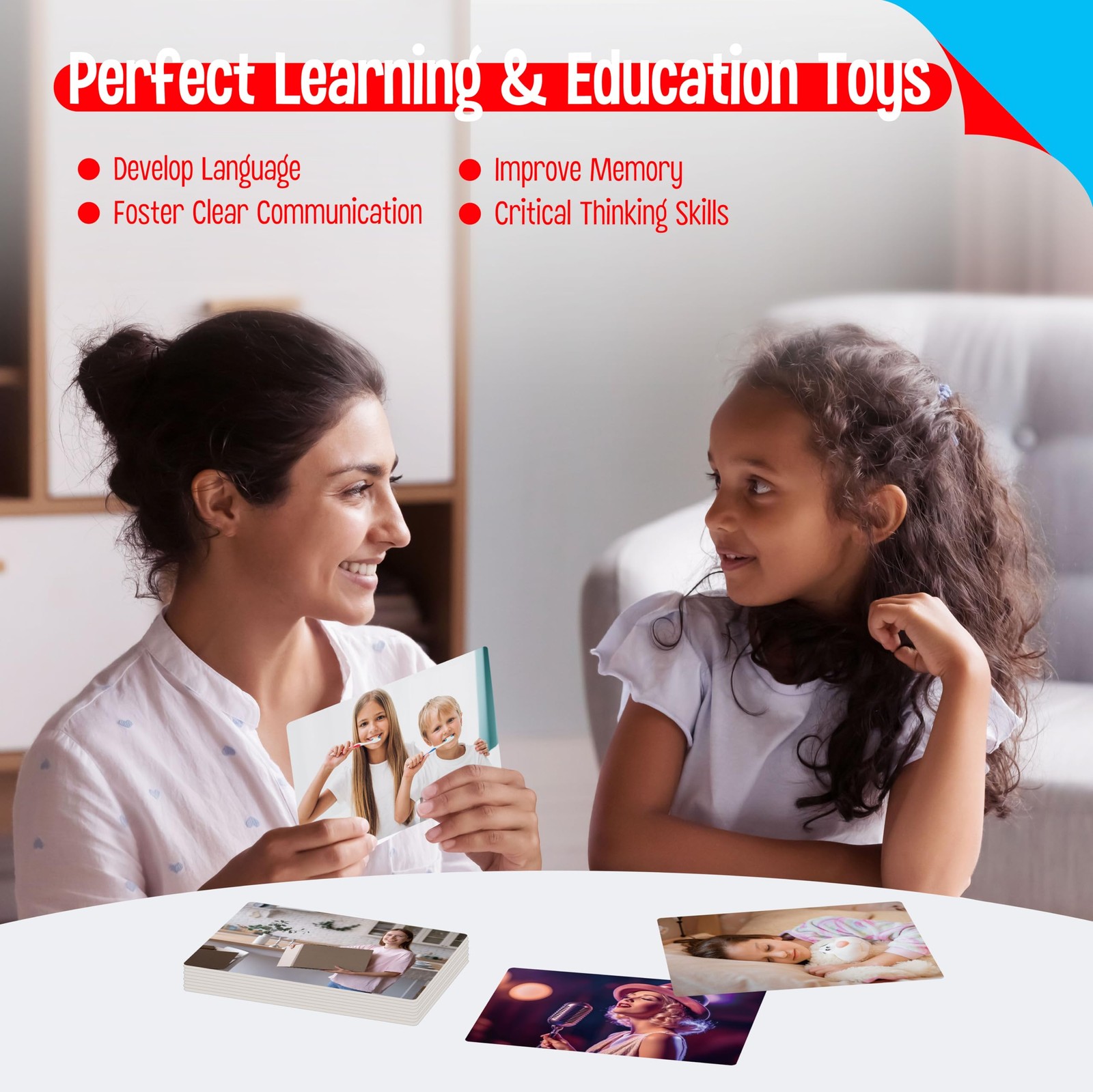 50 Verb Flashcards, Picture & Word Cards Action Language Builder Visual Aid L…