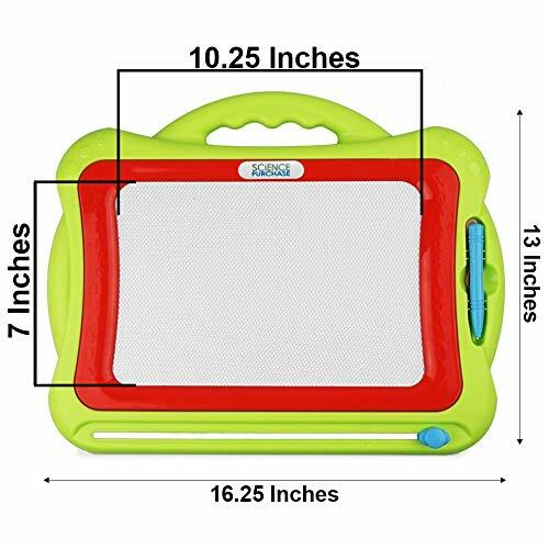 Green Magnetic Drawing Doodle Board, Tethered Pen Writes in Color, Quick Erase