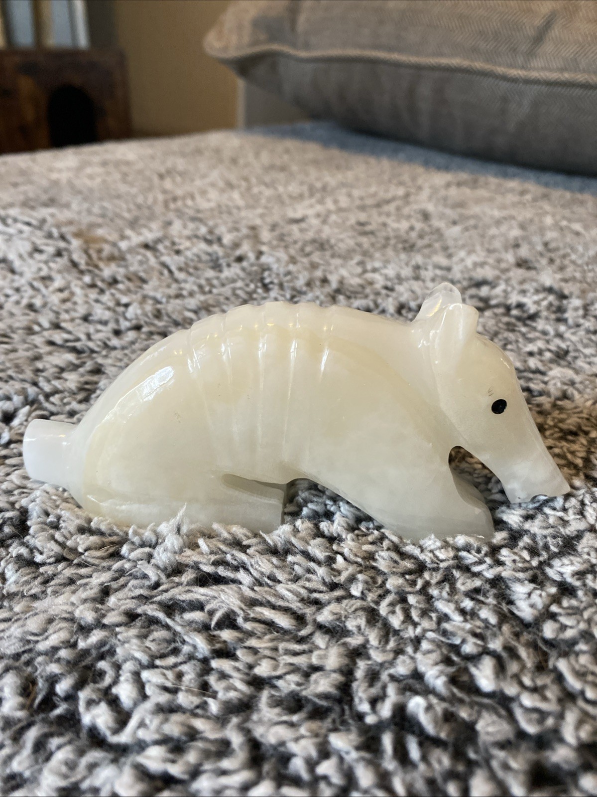 Hand Carved Onyx Armadillo Figurine With Polished Finish