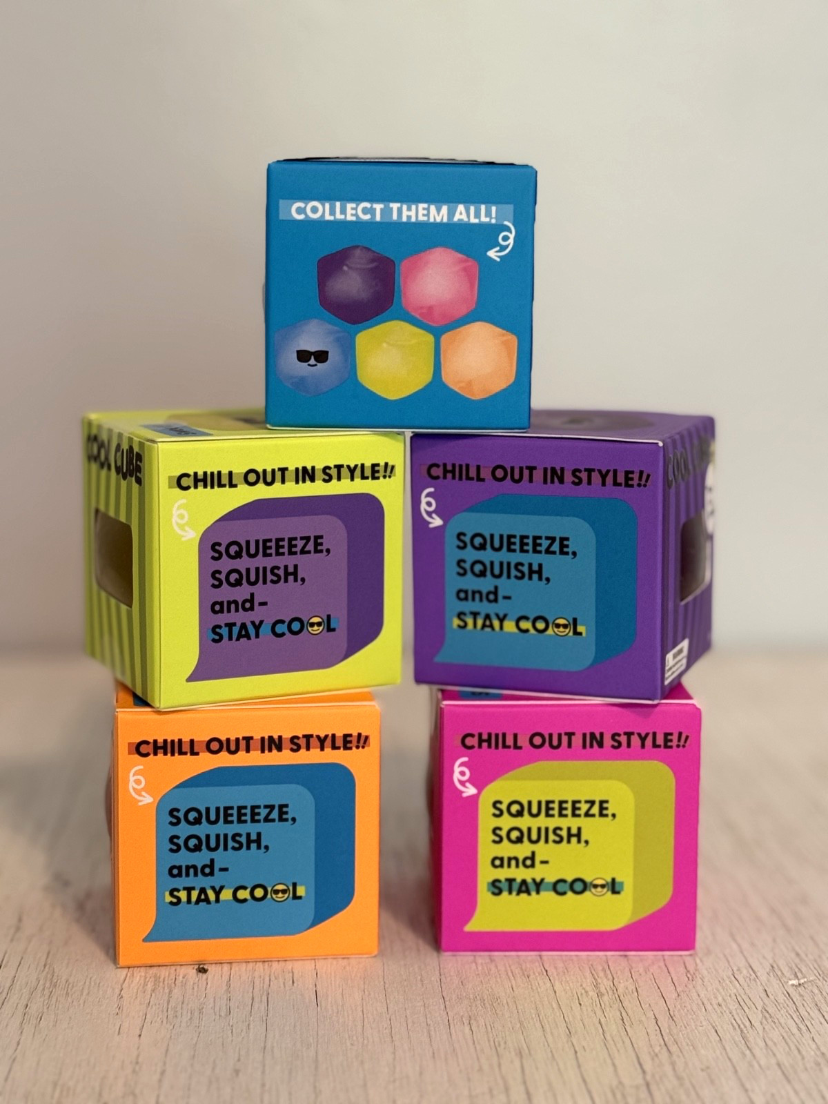 J’ADORE Cool Cube Super Duper Squishy Tactile Squeeze Toy Set, **SET OF Five**