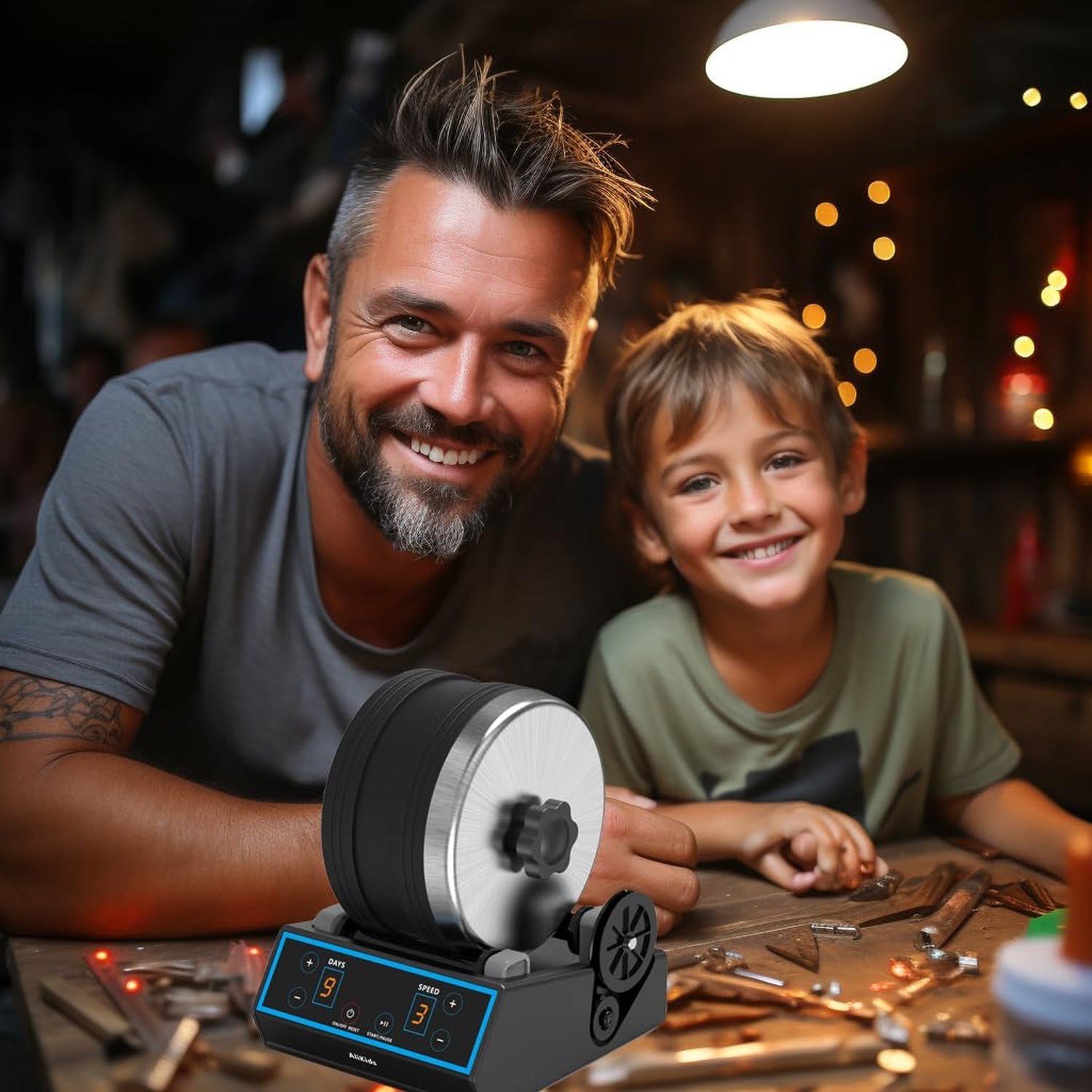 AliKids 3.5LB Professional Rock Tumbler Kit, 3 Speed Settings & Digital 9-Day…