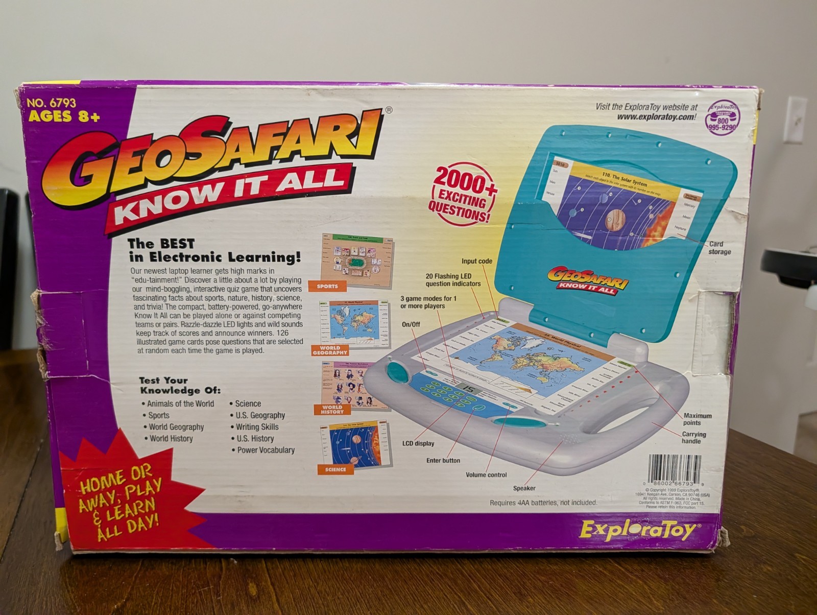 Vintage Geosafari Know It All Learning Laptop 61 Cards Tested 1999 ExploraToy