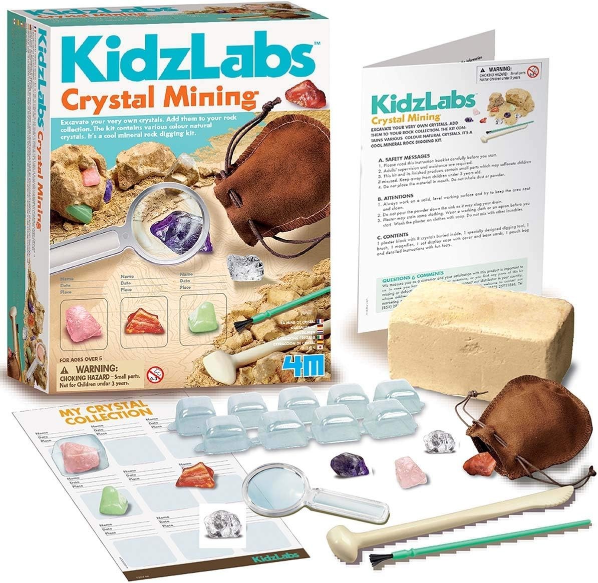KidzLabs Crystal Mining Kit DIY Science Dig Gemstones Ages 5+ Educational STE…
