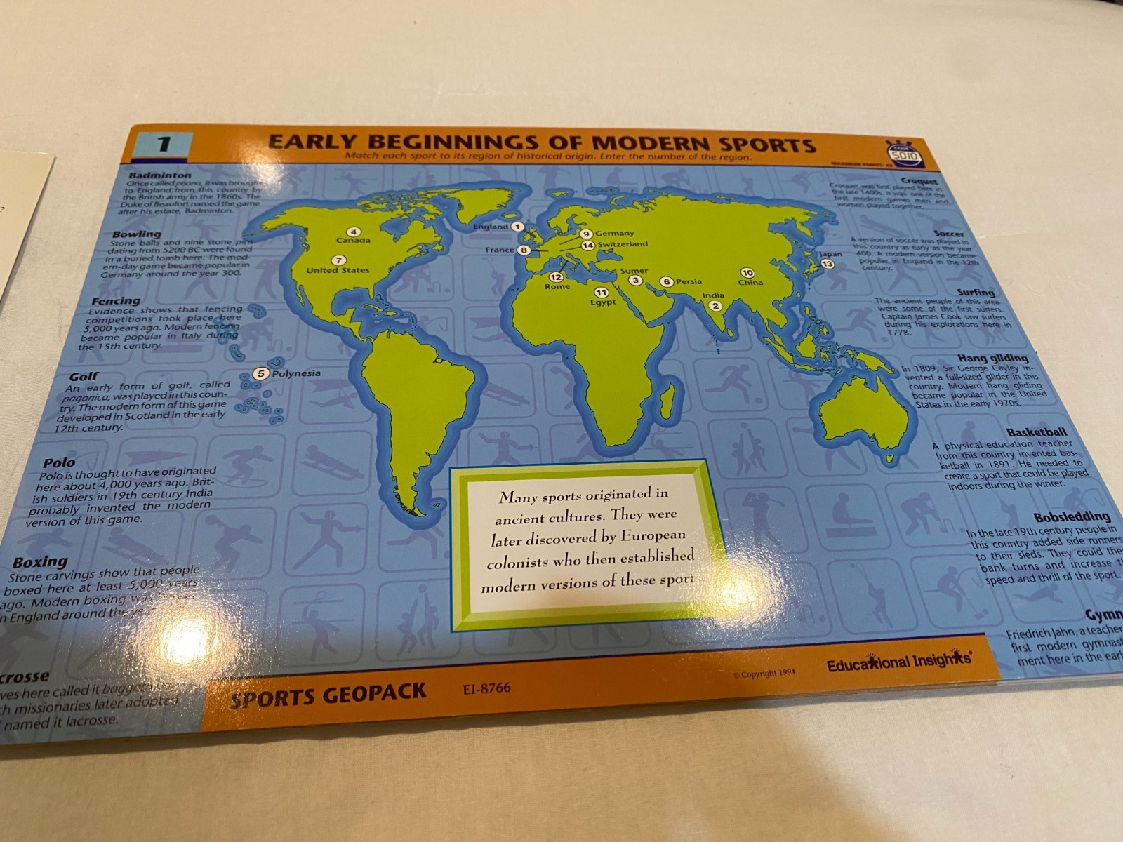 GeoSafari Electronic Learning Game -Sports -EI-8766