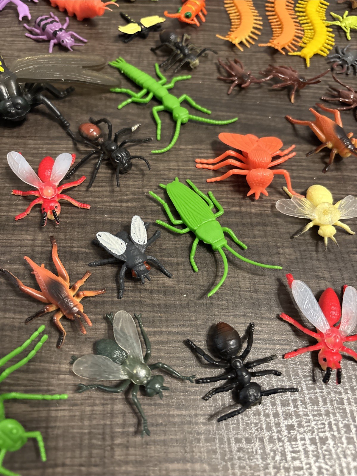 Lot of 80+ Rubber Plastic Insects Bugs Toy Figures Spider Beetle Lizards Moth