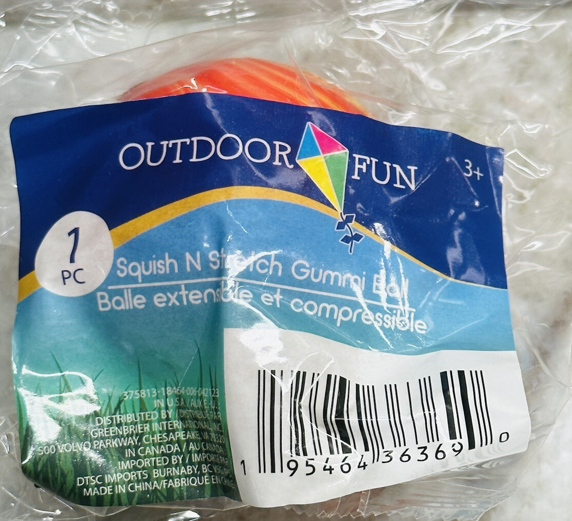Outdoor Fun 1pc Squish And Stretch Gummi Ball. Orange 2.5 Inches