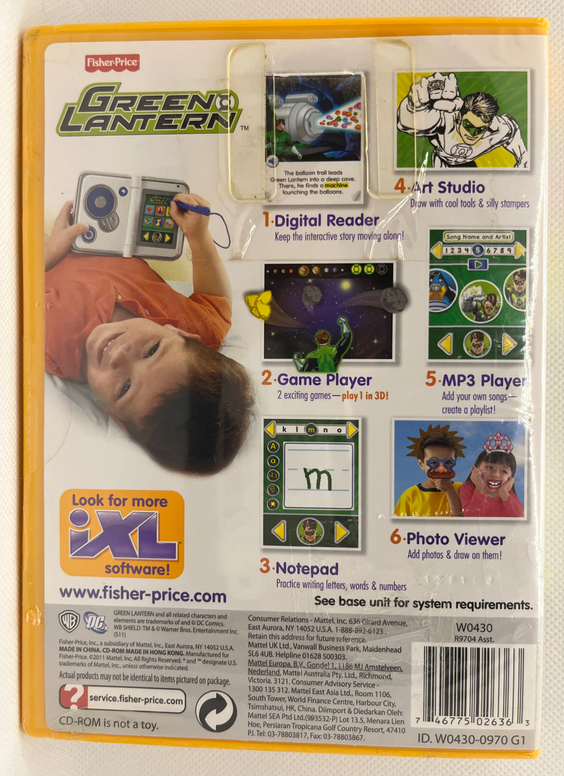 Fisher Price iXL Learning System Green Lantern DC Comics 3D Game Ages 3-7 Yrs