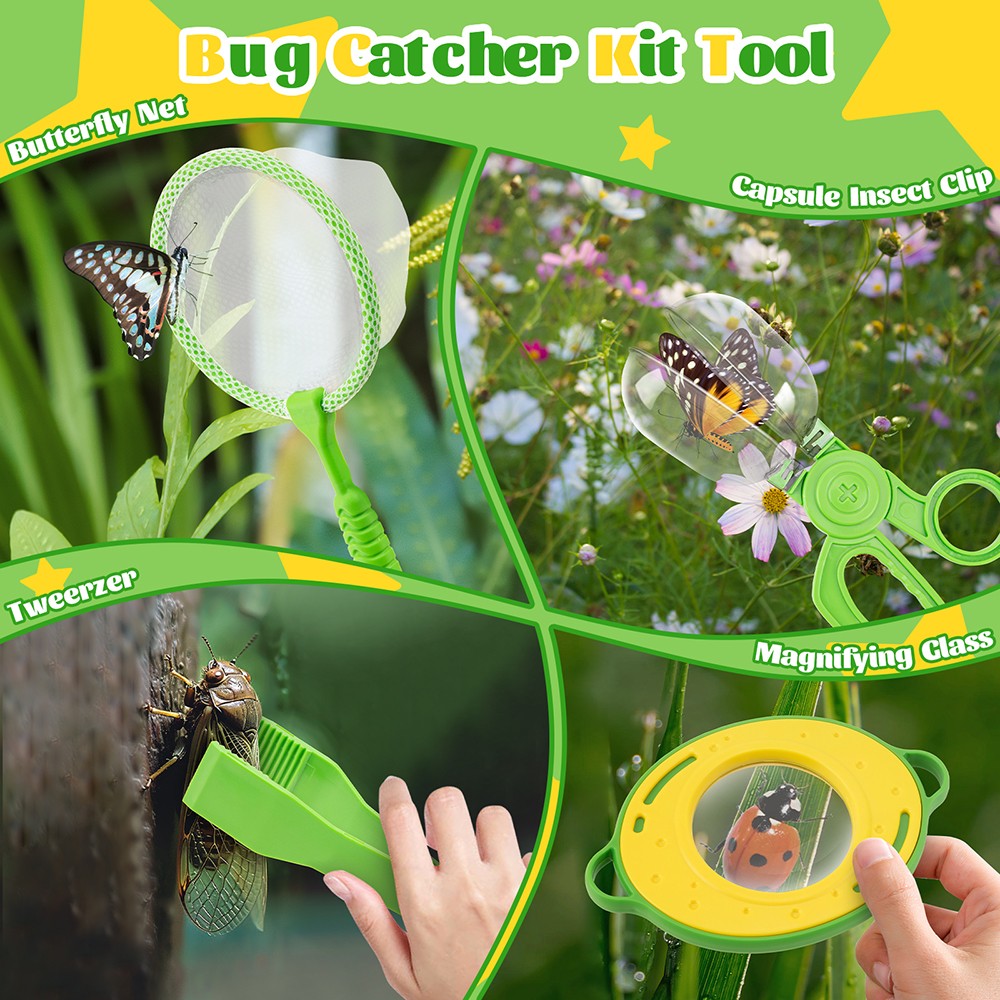 Bug Catcher Kit for Kids – Bug Catching Kit with Butterfly Net Critter Keeper