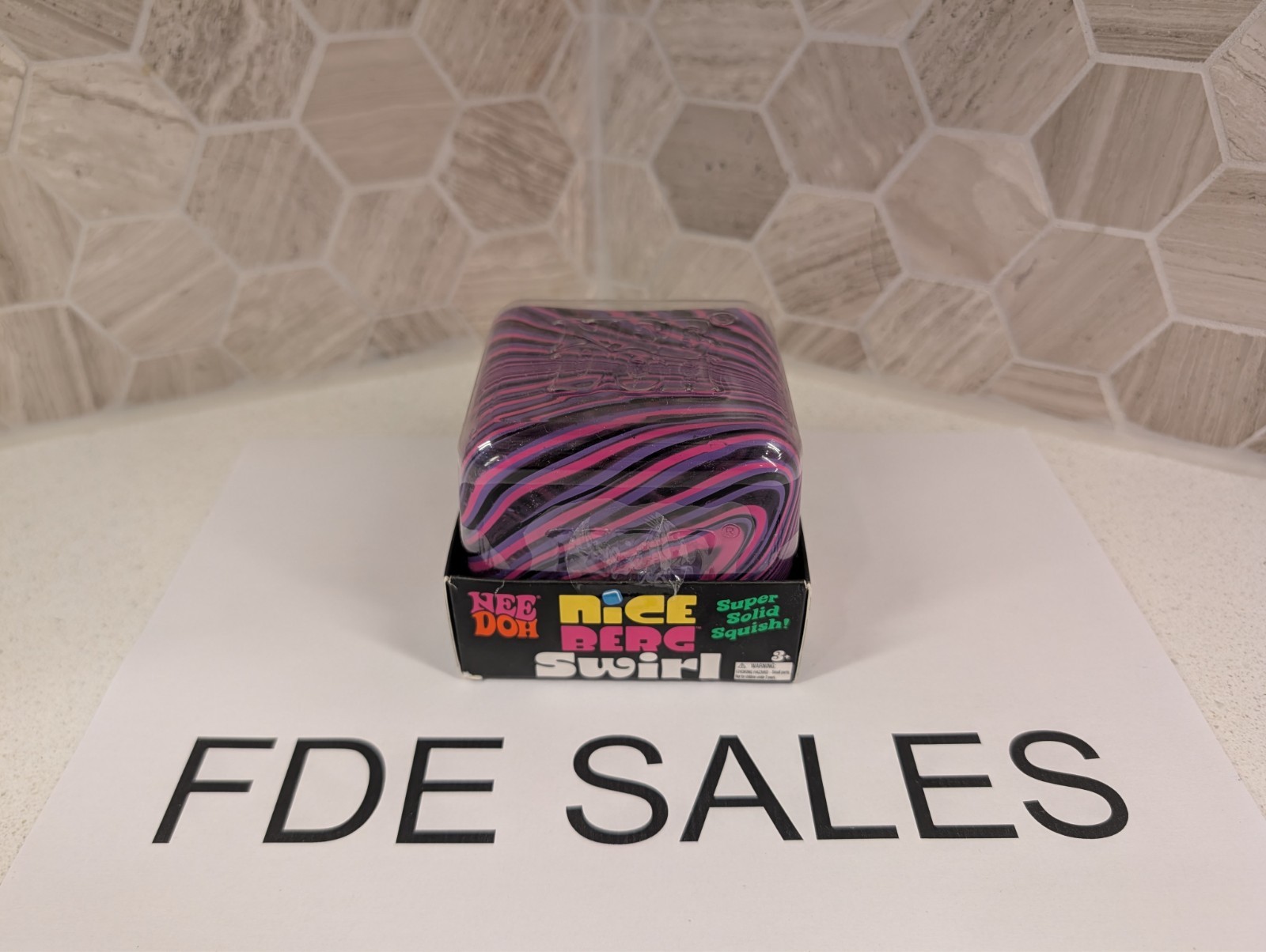NeeDoh Nice Berg Swirl XL Giant Nee Doh Squishy Swirl Cube Pink Purple Black NEW